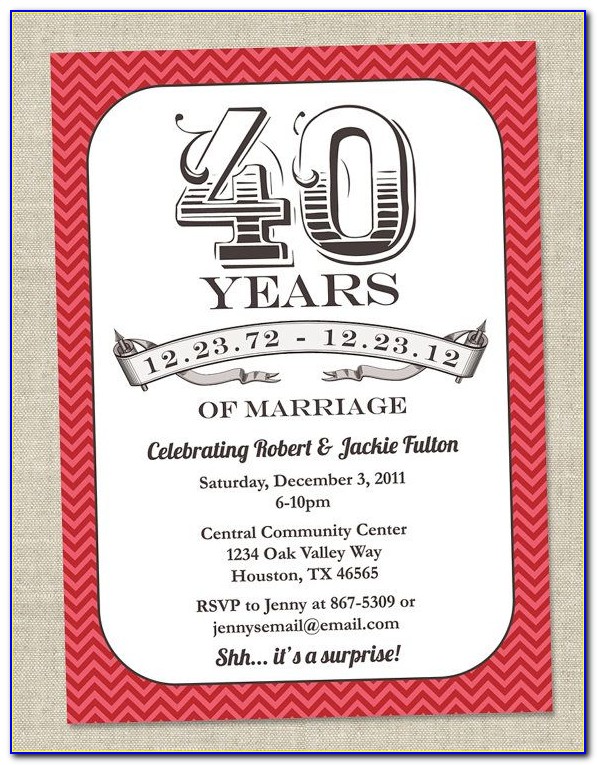 40th Wedding Invitation Templates