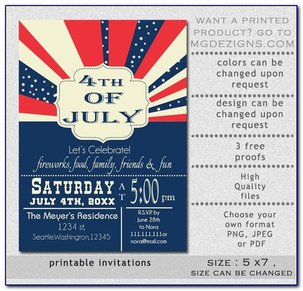 4th Of July Invitation Templates