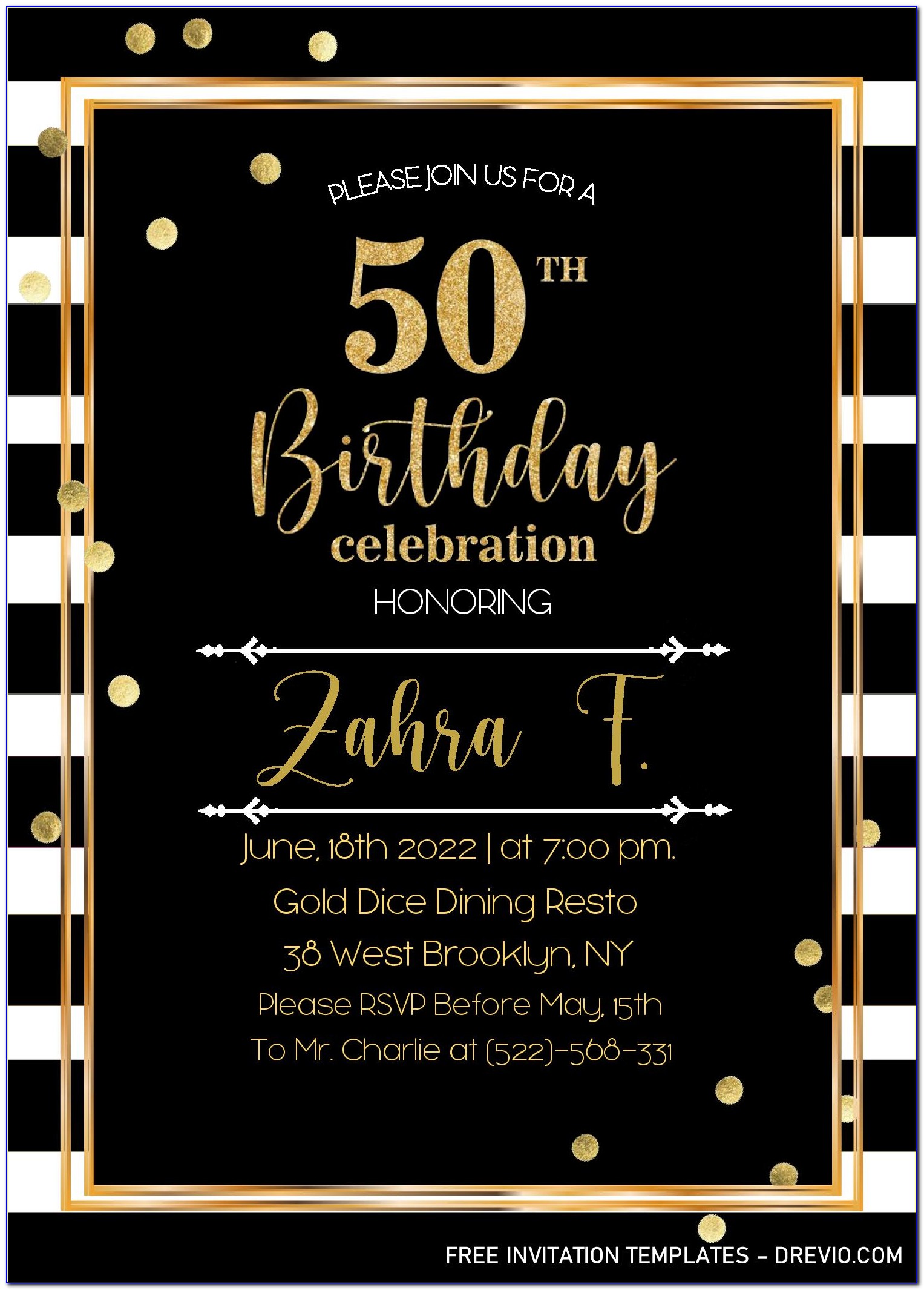 50 Th Birthday Invitations Templates Free Download Uk