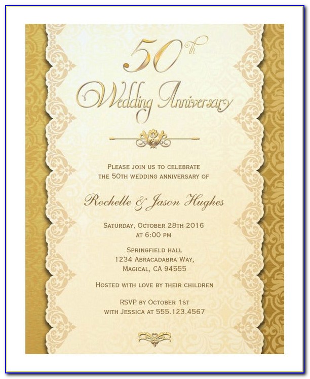 50 Th Wedding Anniversary Invitations Templates Free Download