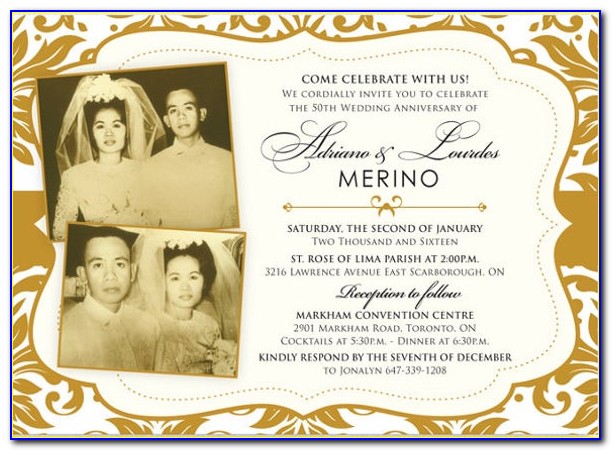 50th Wedding Anniversary Invitations Templates Free