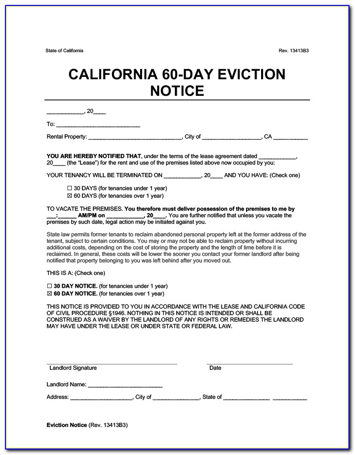 60 Day Eviction Notice Sample