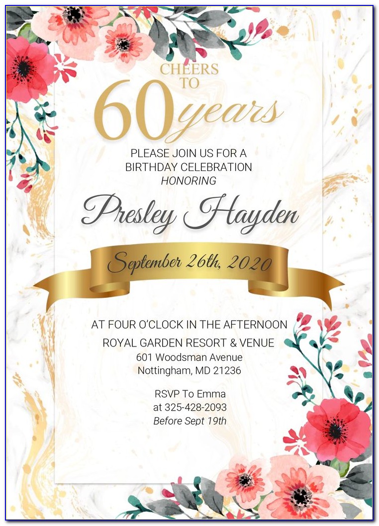 60th Birthday Invitation Designs Free