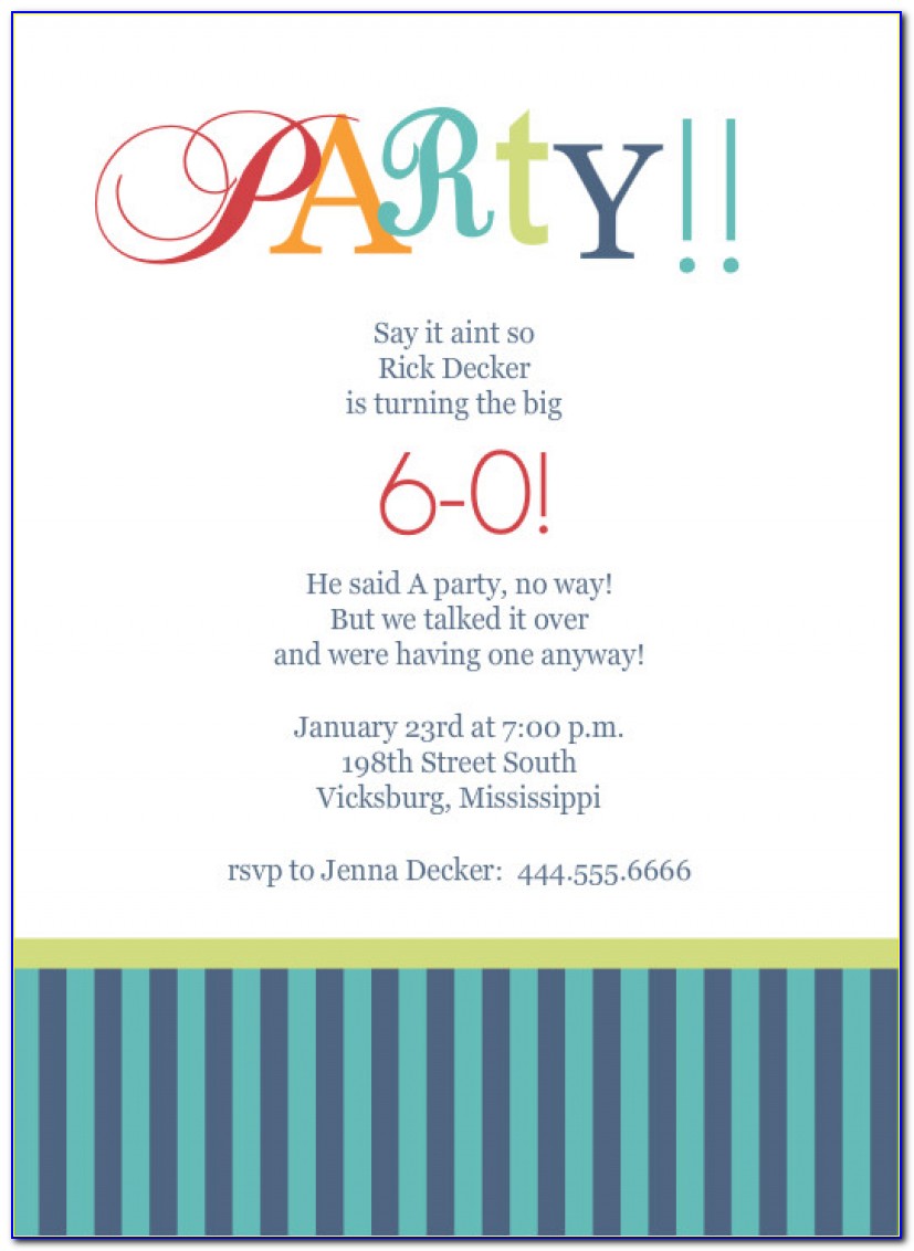 60th Birthday Party Invitation Templates Free Download