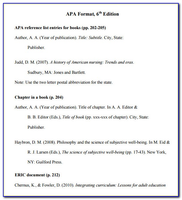 6th Edition Apa Format Example