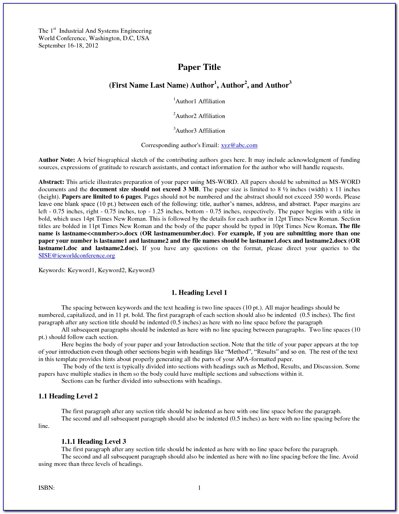 6th Edition Apa Format Sample Paper