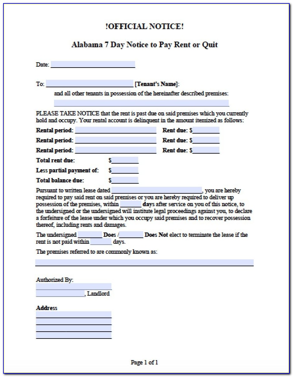 7 Day Eviction Notice Form Pdf