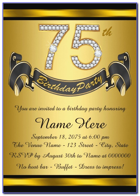 75th Birthday Invitation Wording Samples
