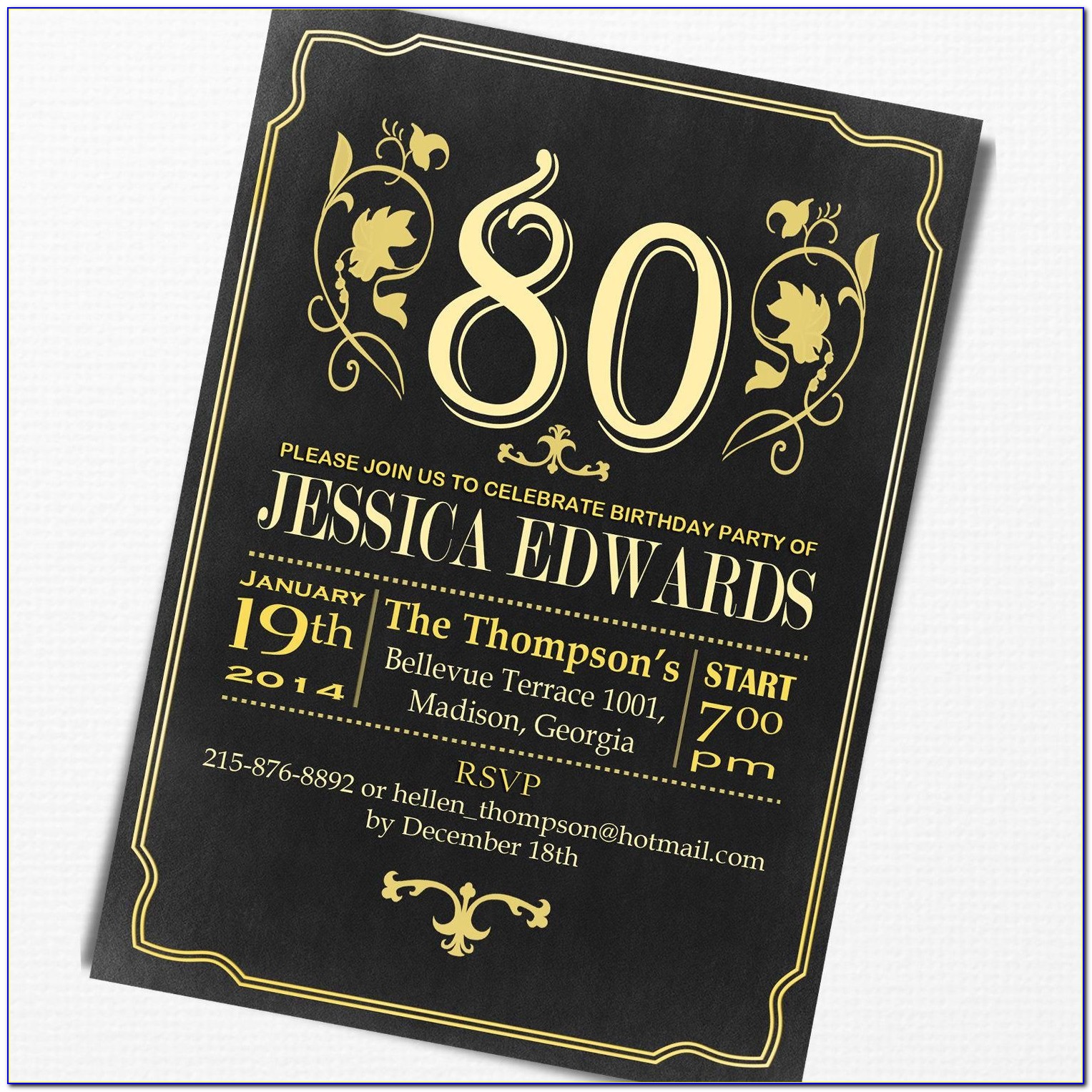 80th Birthday Invitation Templates Free Printable