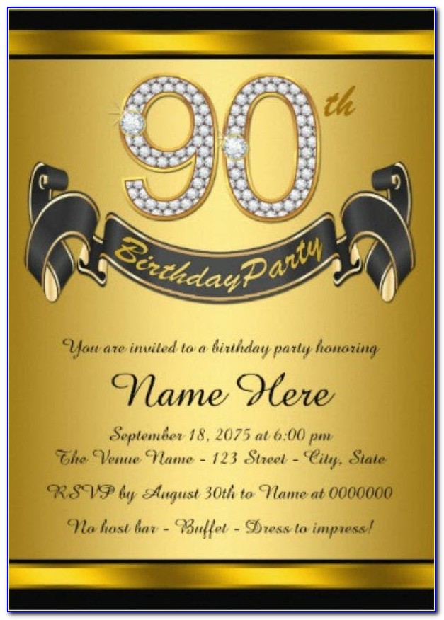 90th Birthday Invites Templates