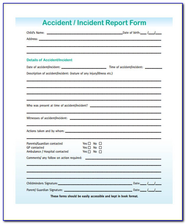 Accident Incident Reporting Form Template