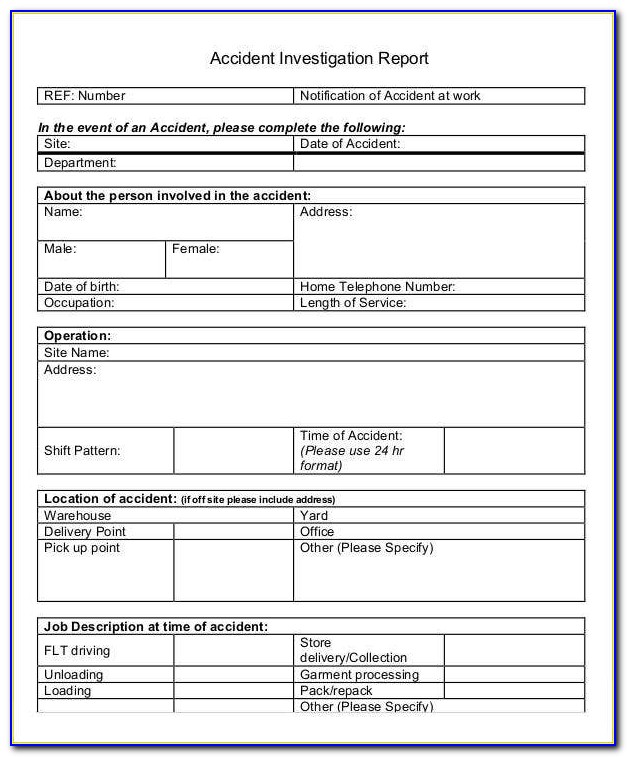 Accident Investigation Forms Templates