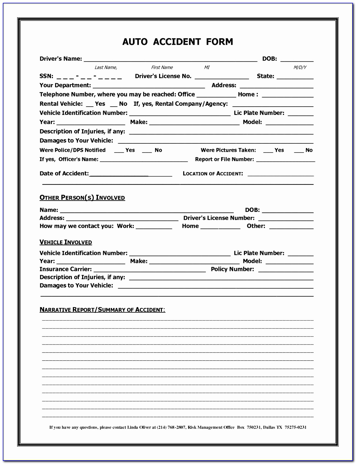 Accident Report Form Template For Schools