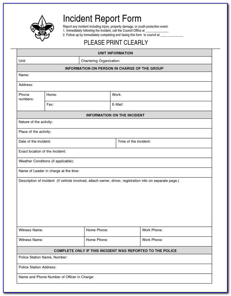 Accident Report Form Template Hse