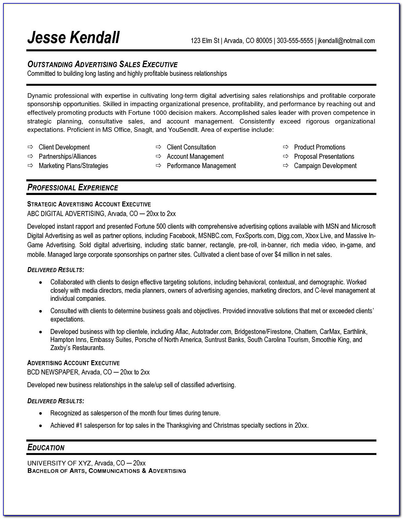 Account Executive Resume Format Download