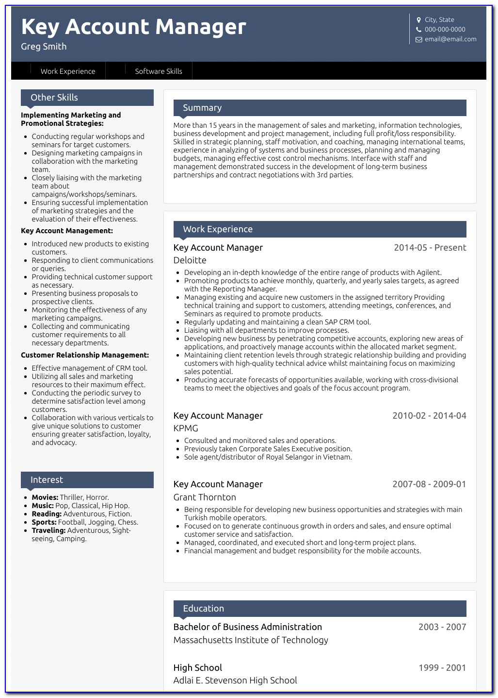 Account Manager Cv Template