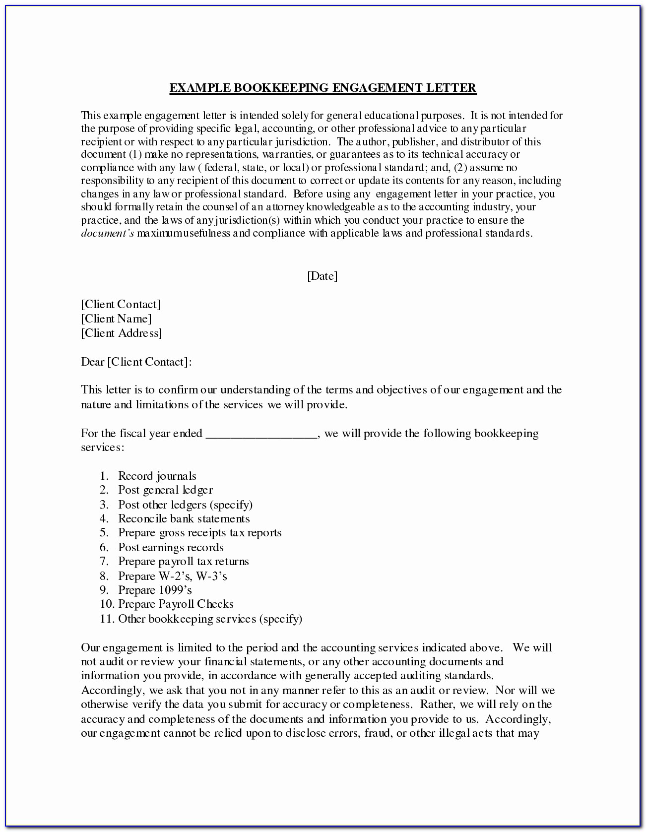 Accounting Consulting Engagement Letter Template