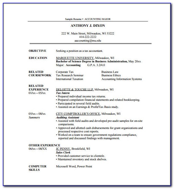 Accounting Intern Resume Template
