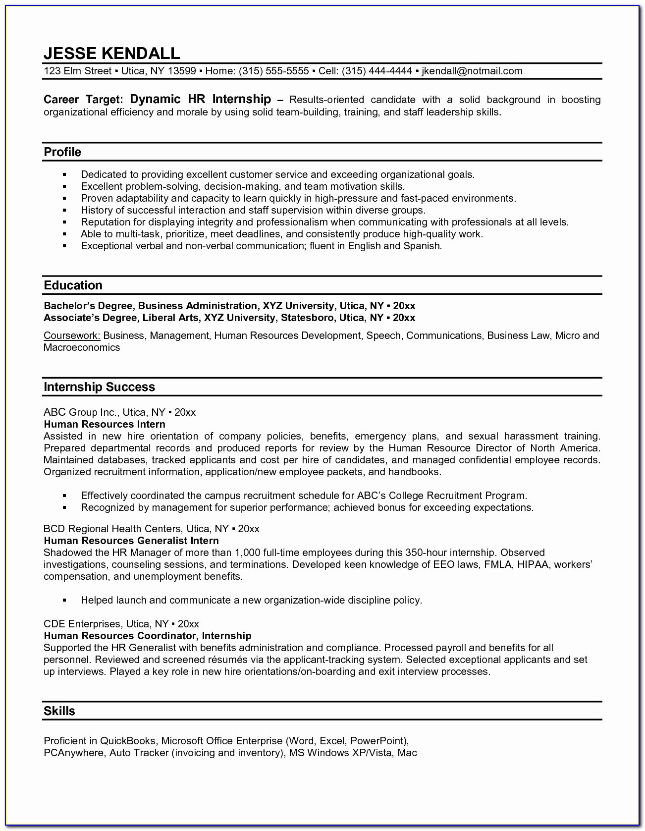 Accounting Internship Resume Objective Examples