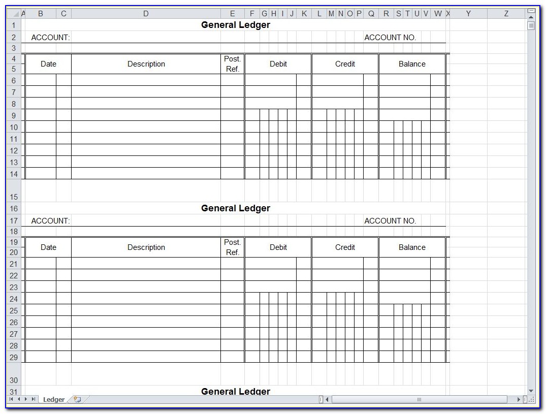 Accounting Ledger Paper Template Download