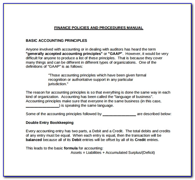 Accounting Policy Manual Sample