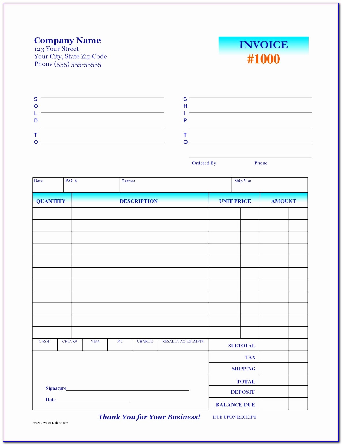 Accounts Receivable Invoice Example