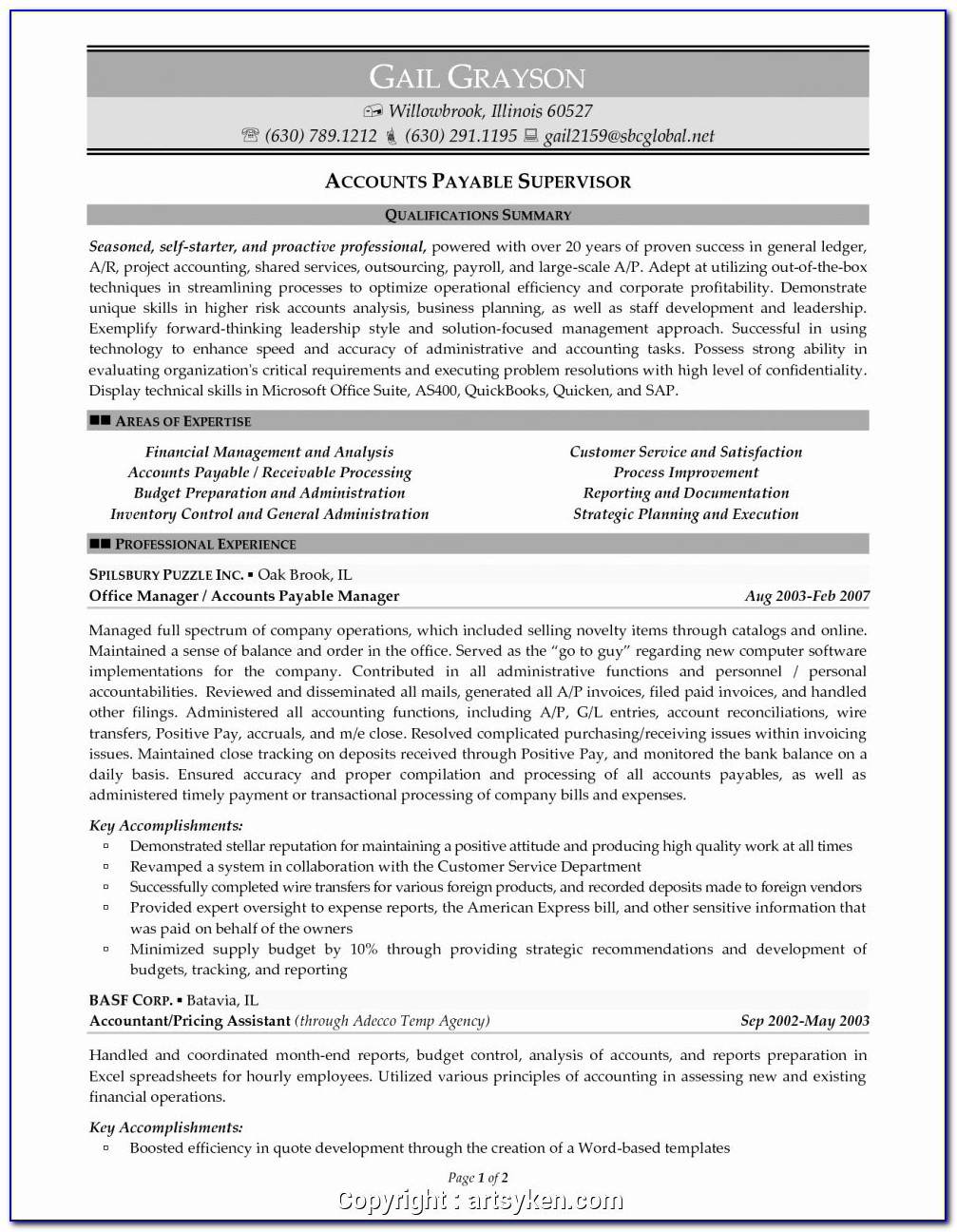 Accounts Receivable Specialist Resume Template