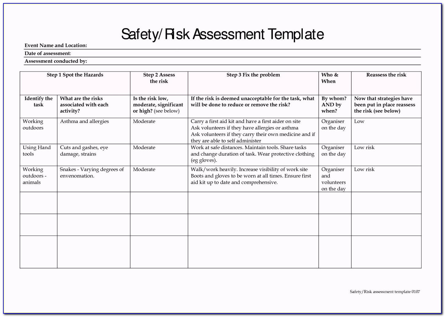Ach Risk Assessment Sample