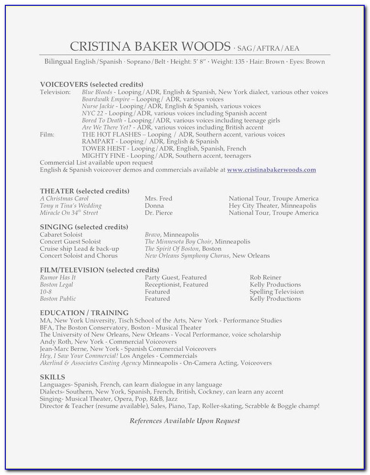 Acting Audition Resume Templates