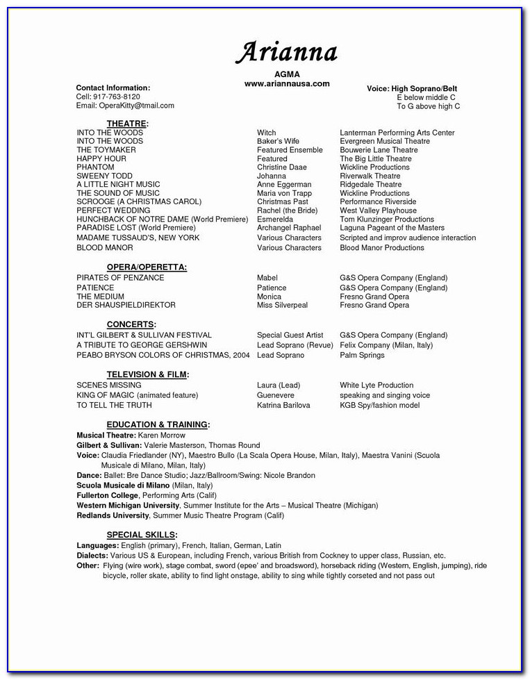Acting Cv With No Experience