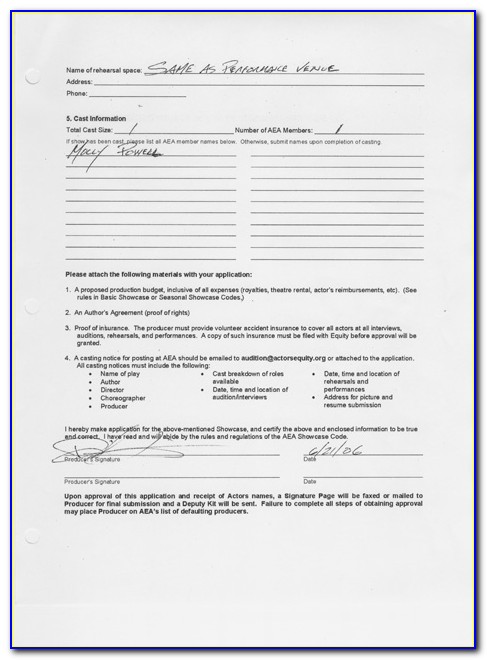 Actor Agent Contract Template
