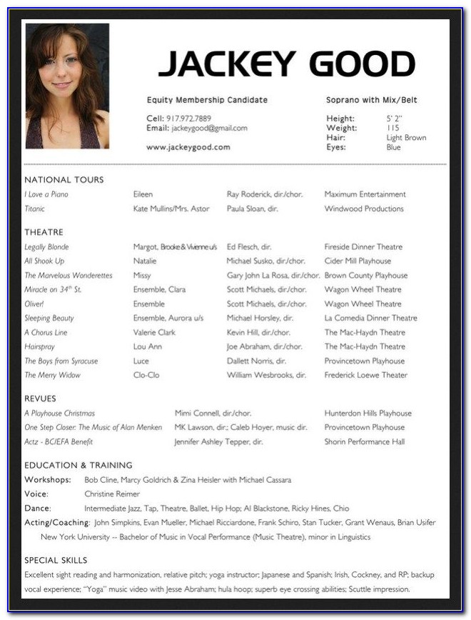 Actors Resume Template With No Experience