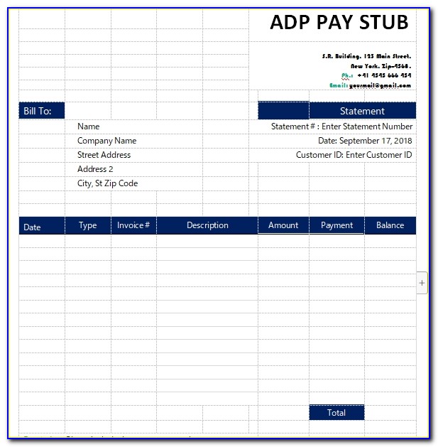 Adp Pay Stub Template Word