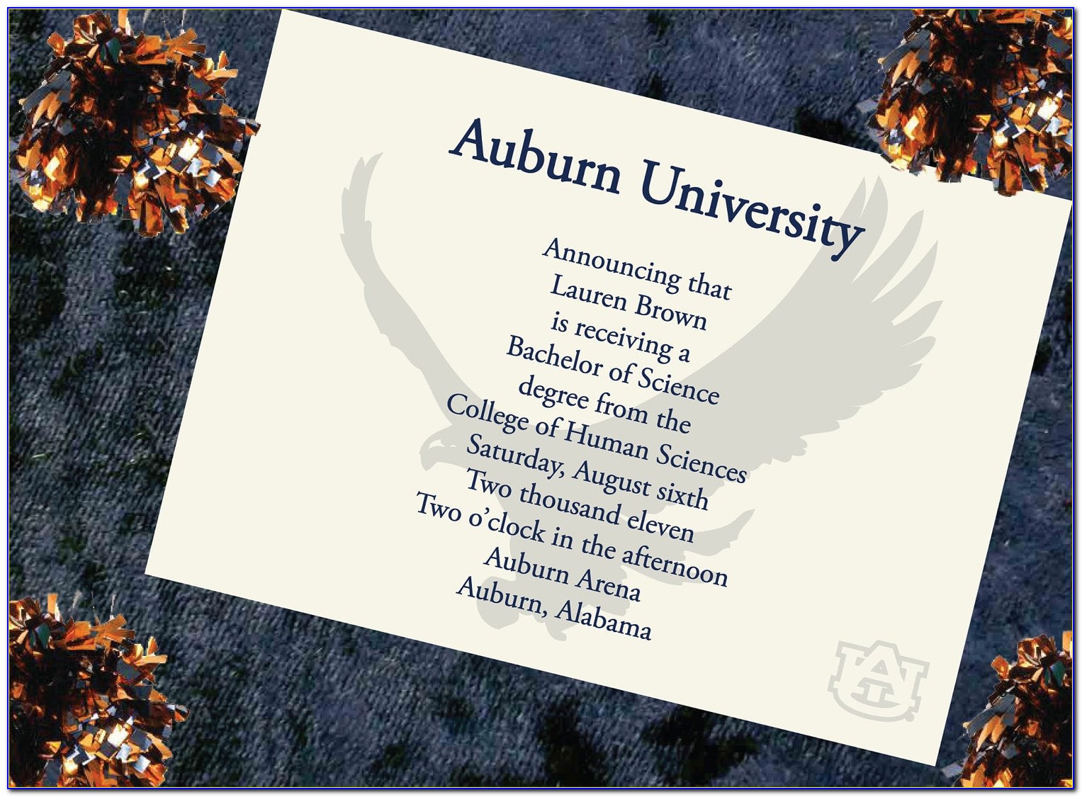 Auburn University Graduation Invitations