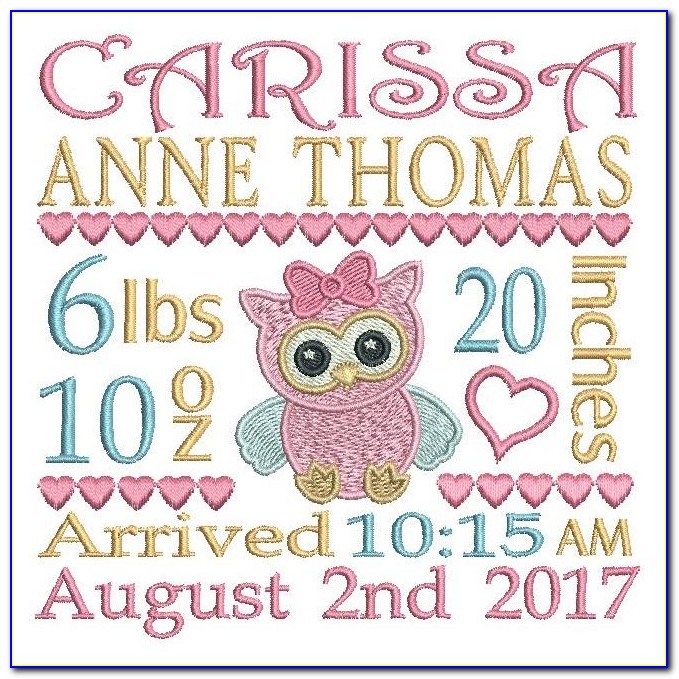Baby Announcement Embroidery Design
