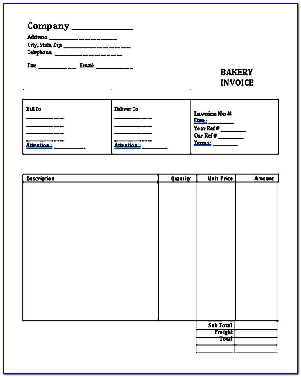 Blank Invoice Template Microsoft Word