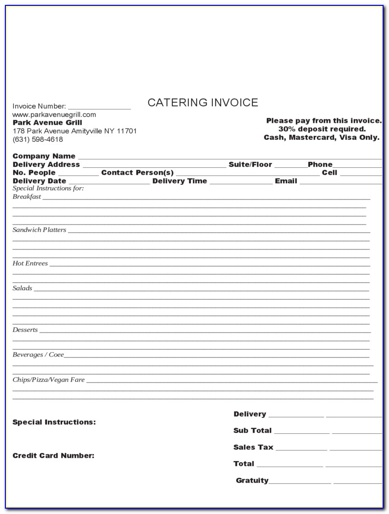 Catering Services Invoice Sample