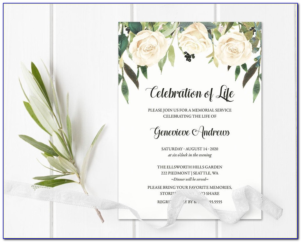 Celebration Of Life Announcement Template Free