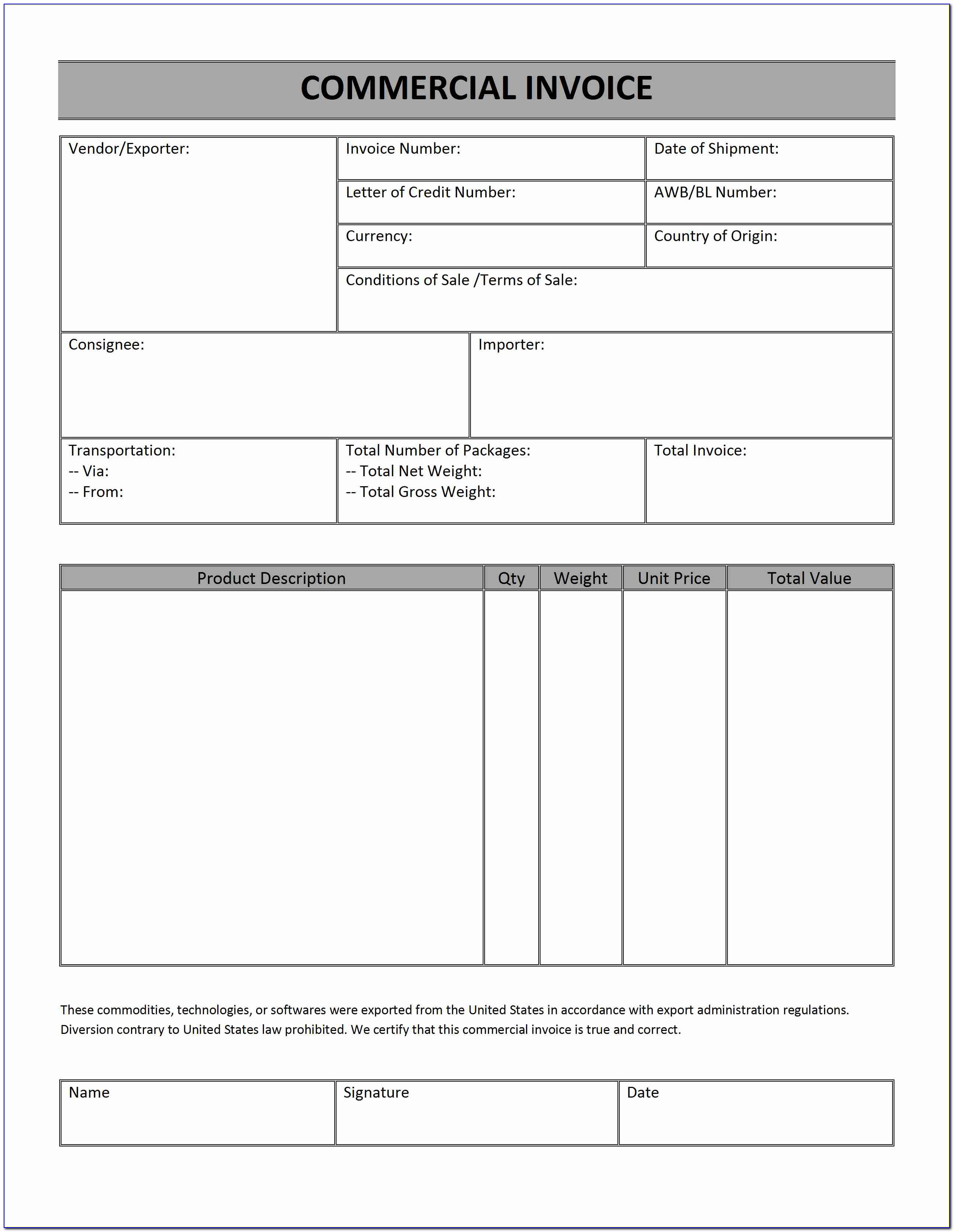 Dhl Commercial Invoice Form Pdf