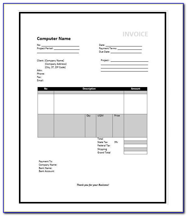 Download Invoice Format Word