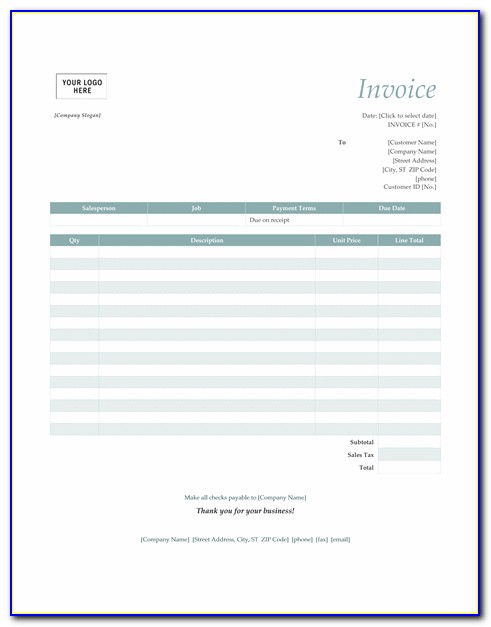 Download Invoice Sample Word
