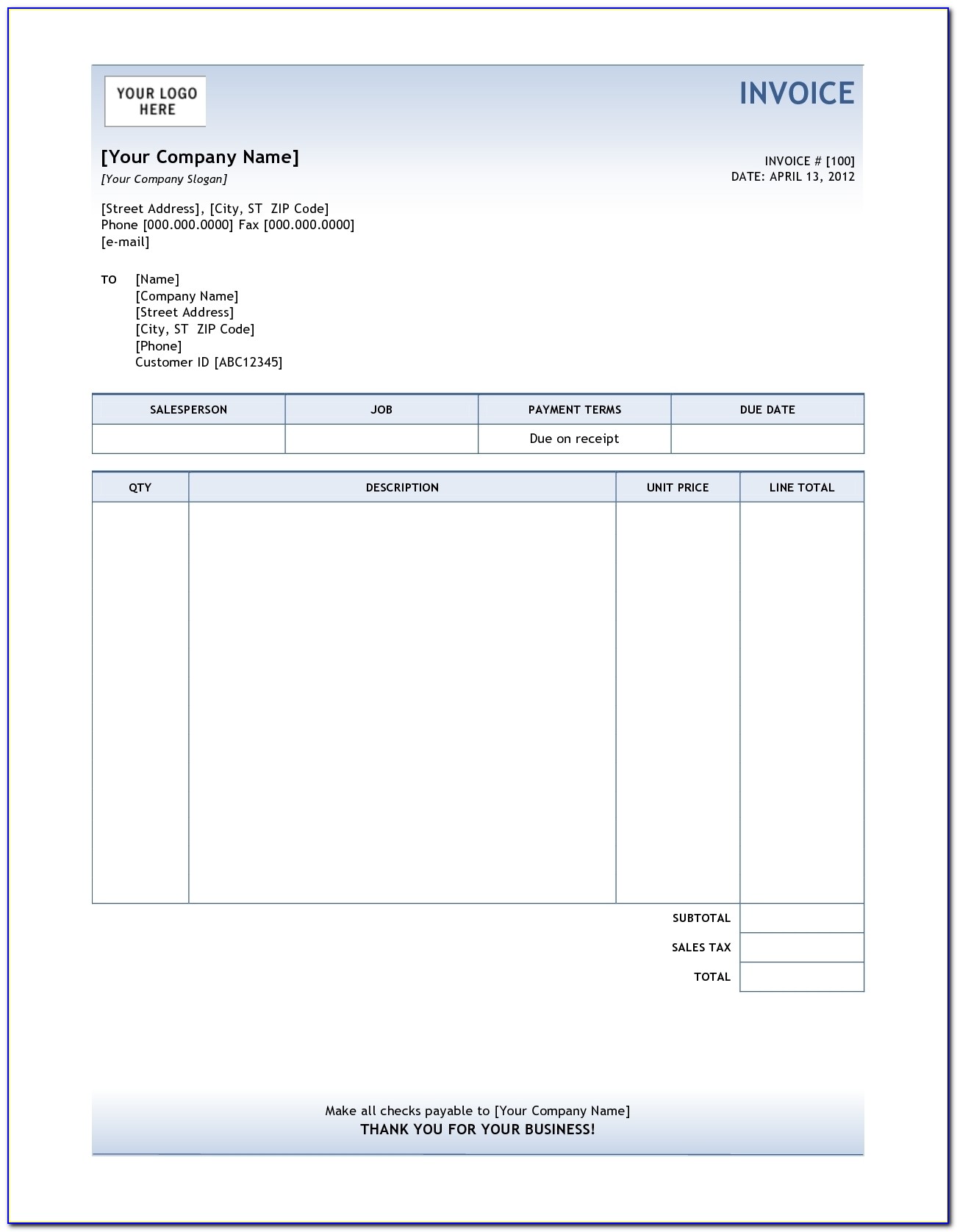 Download Proforma Invoice Template Word
