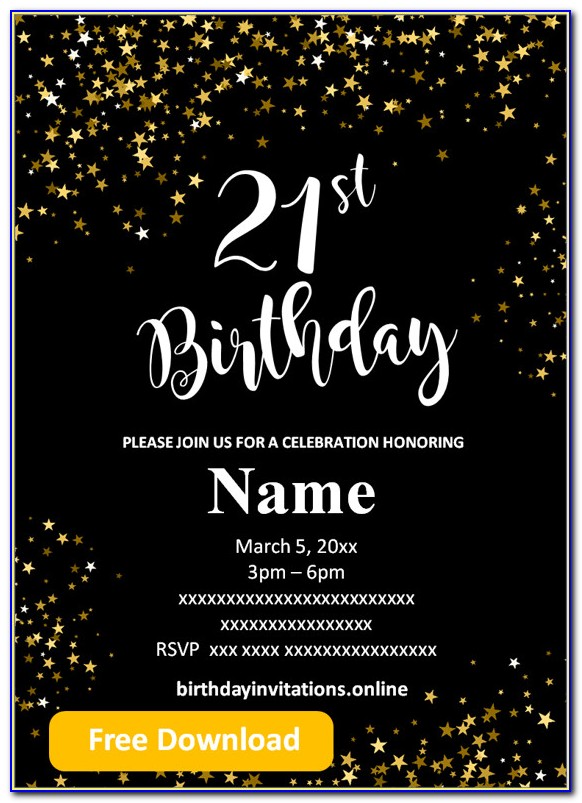Editable 21st Birthday Invitations Templates Free