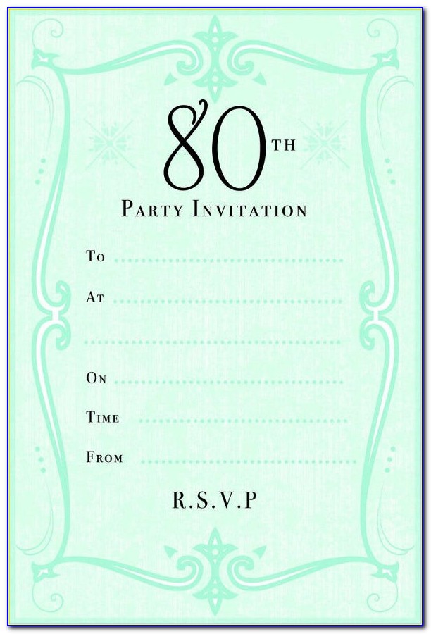 Editable 80th Birthday Invitations Templates Free