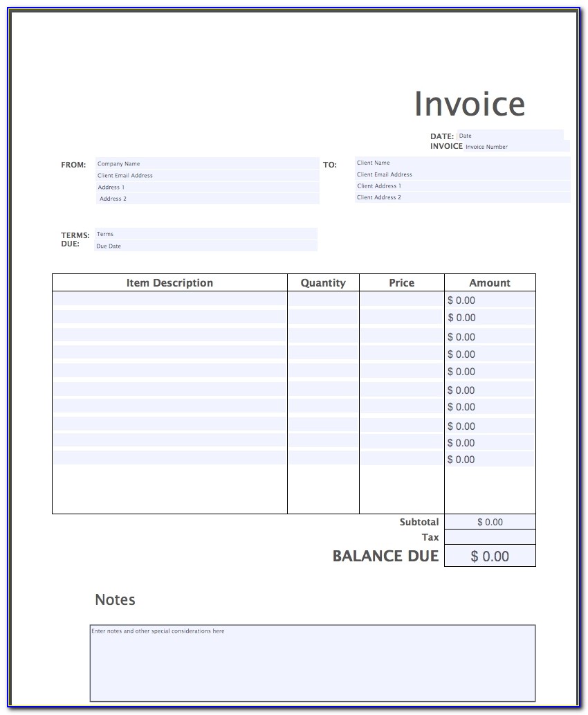 Editable Invoice Format In Word