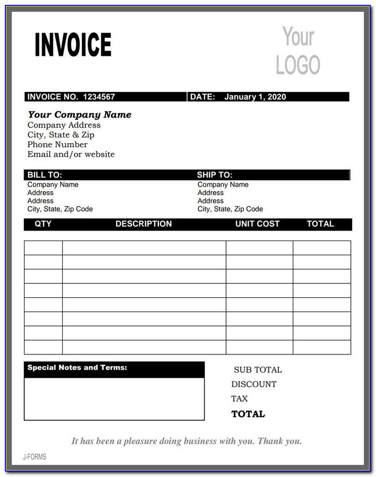 Etsy Invoice Template