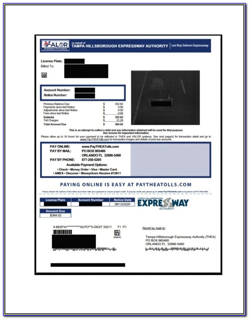 Fdot Toll Enforcement Invoice Number