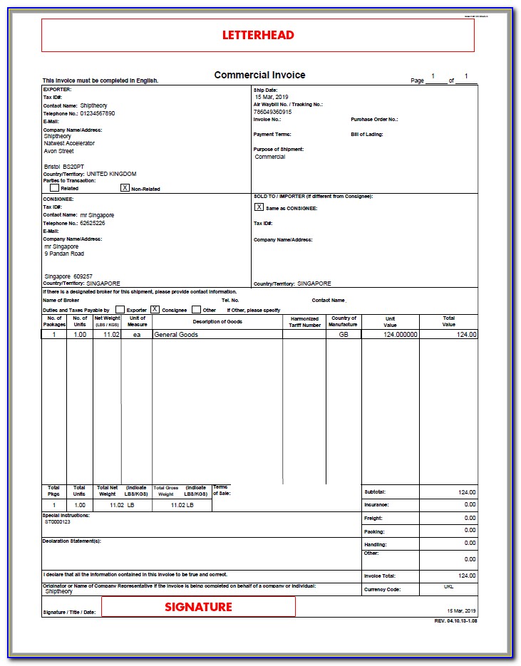 Fedex Commercial Invoice Form Australia