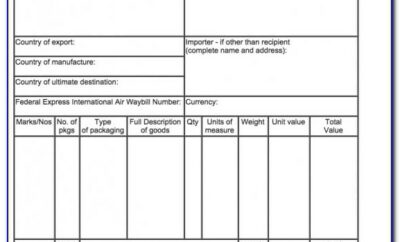 Fedex Commercial Invoice Form Canada