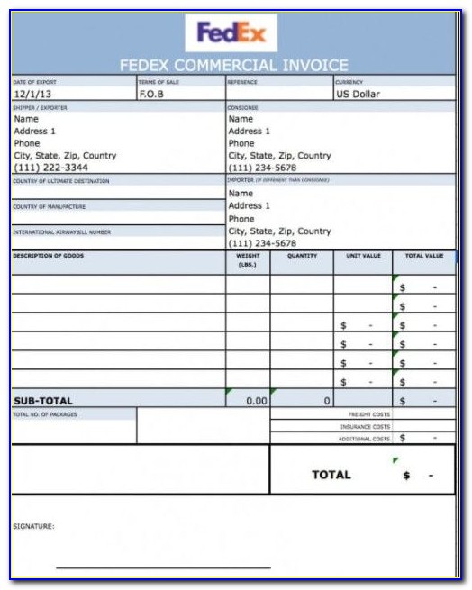Fedex Commercial Invoice Word Document